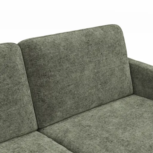 Ecksofa Enna - Longchair Links mit 3-Sitzer, Armlehne A, Stoff, Olivgrün