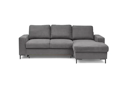 Ecksofa - 2-Sitzer mit Longchair rechts, Stoff, Anthrazit