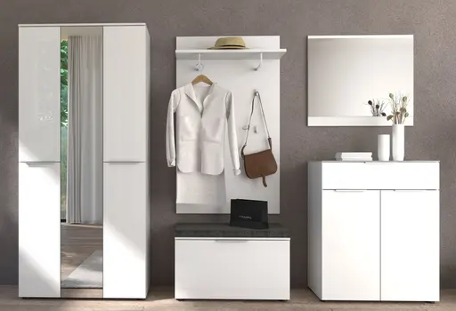 Garderobe - inkl. Sitzkissen, Weiß