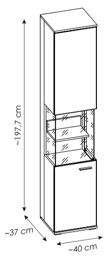 Vitrine - mit Beleuchtung, B ca. 40 cm, Alpinweiß, Viking Eiche Nachbildung