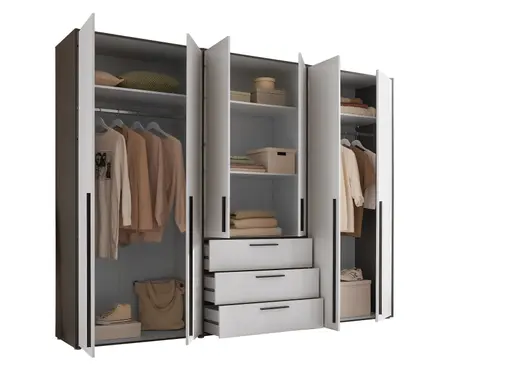 Drehtürenschrank- B ca. 270 cm, Graphit, Weiß