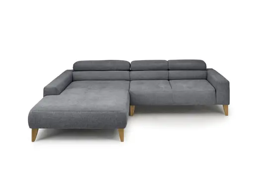 Ecksofa CHENOA - Longchair links mit 2-Sitzer, Kopfteil verstellbar, Stoff, Anthrazit