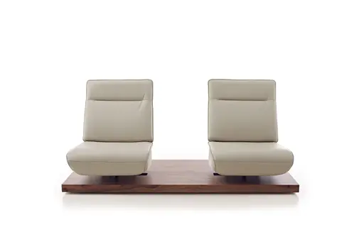 Sofa - 2-Sitzer, Relaxfunktion motorisch, Leder/Stoff Perlmutt