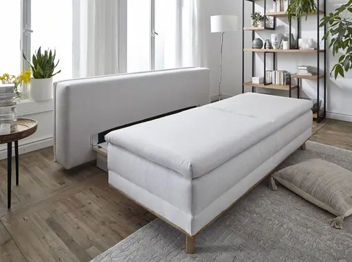 Sofa Lakeville 2 - 2-Sitzer inkl. Schlaffunktion mit Bettkasten, Stoff, Natur