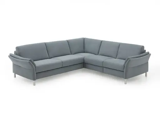 Ecksofa - 3-Sitzer mit Ecke rechts, Microfaser, Eisblau