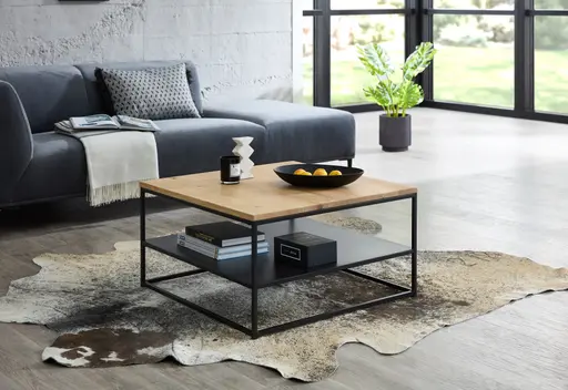 Couchtisch - LB ca. 75x75 cm, Eiche massiv, Schwarz