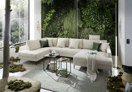 Wohnlandschaft - Ecke links, 2-Sitzer, Longchair rechts, Stoff, Mint