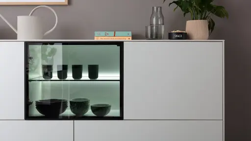 Sideboard Medio - inkl. Beleuchtung, Lack, Weiß