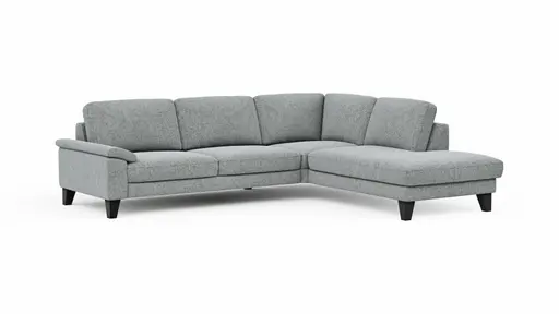 Ecksofa Oviedo - 2,5-Sitzer mit Ecke rechts, Stoff, Hellgrau