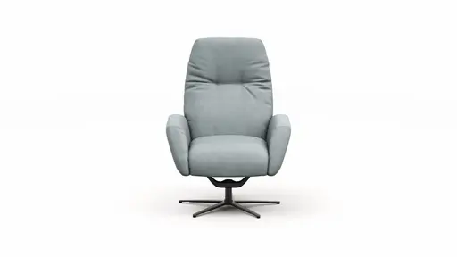 Einzelsessel Terni - Relaxfunktion, Sternfuss, Leder, Hellblau