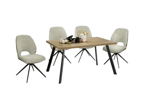 Esstisch - LB ca. 140x90 cm, Asteiche, Schwarz
