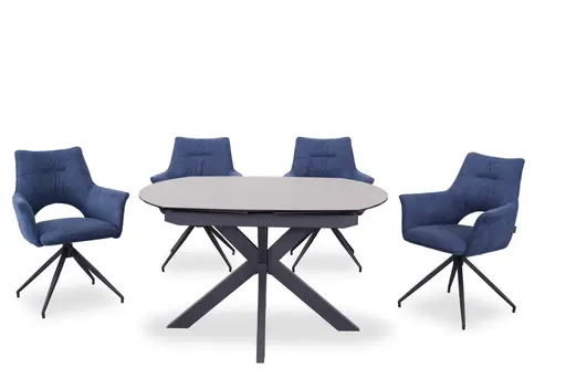 Armlehnstuhl MALEEN - drehbar, Stoff, Blau