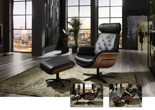 Relaxsessel - Leder, Schwarz