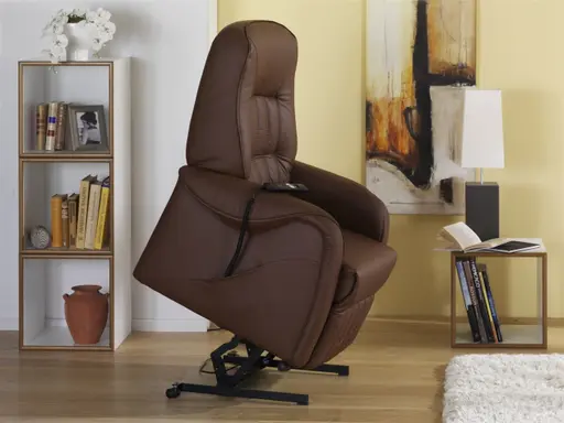 Fernsehsessel EM Kassel - Relaxfunktion (1-motorisch) mit Aufstehhilfe motorisch, Leder, Braun