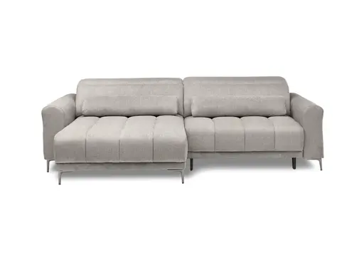 Ecksofa MINAO - 1,5-Sitzer mit Longchair rechts, Sitztiefe verstellbar motorisch, Kopfteil verstellbar, Stoff, Truffle
