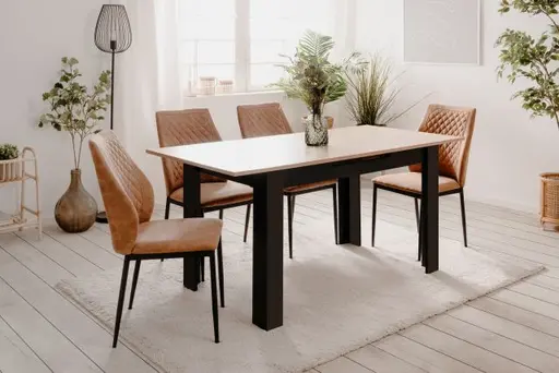 Esstisch - ausziehbar, LB ca. 125x80 cm, Artisan Eiche Nachbildung, Schwarz