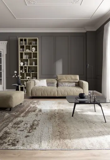 Hocker Arrezo - LB ca. 90x65 cm, Leder, Taupe