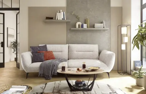 Megasofa PAYTON - 3-Sitzer, Stoff, Hellgrau