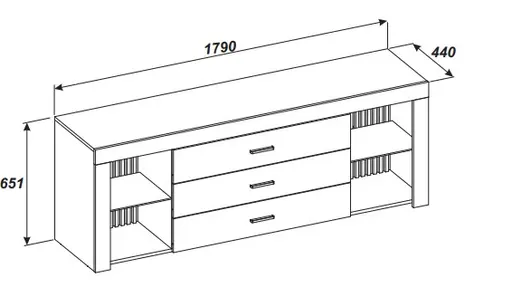 TV-Lowboard - mit Beleuchtung, B ca. 179 cm, Weiß, Evoke Eiche Nachbildung