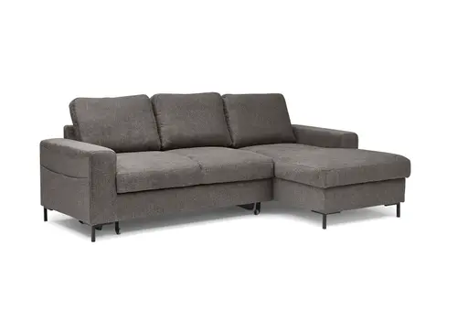 Ecksofa - 2-Sitzer mit Longchair rechts, Stoff, Mocca