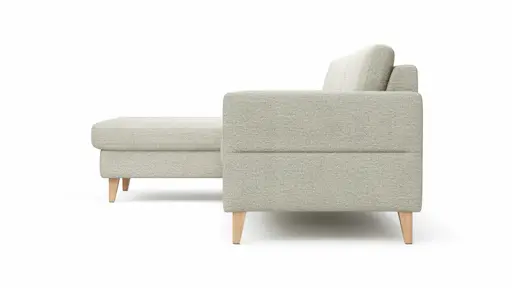 Ecksofa Arima - Longchair links mit 2,5-Sitzer, Stoff, Creme
