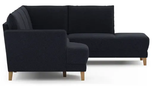 Sofa Stamford - 3,5-Sitzer, Bogen links mit Ecksofa 2-sitzig und Abschlusshocker Rechts, Stoff, Dunkelblau