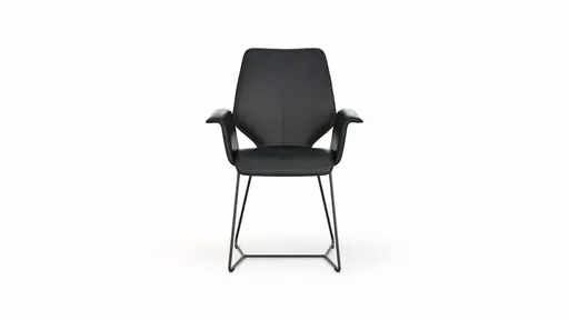 Armlehnstuhl Penthouse - Leder, Schwarz, Kufen, Anthrazit