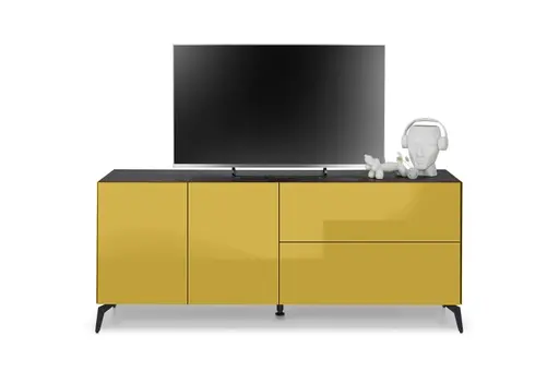 Lowboard - B ca. 181 cm, Goldgelb, Keramikoptik