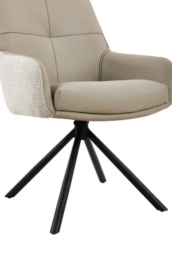 Armlehnstuhl - drehbar, Leder & Stoff, Cappuccino, Beige