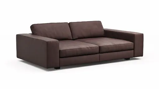Sofa Aprino 1 - 3,5-Sitzer XXL, Dickleder, Dunkelbraun, Armlehne Block breit