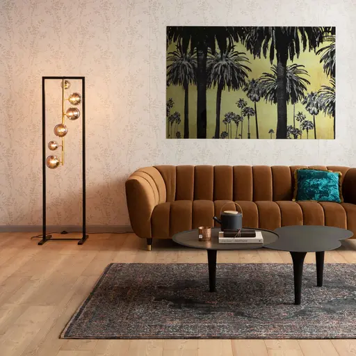 Stehleuchte- BH ca. 42X160 cm, Stahl, Pulverbeschichtet, Schwarz, Goldfarben