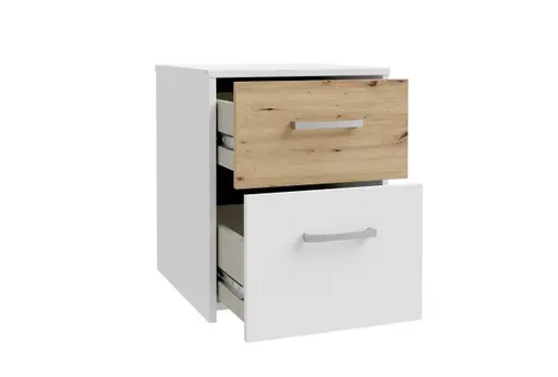 Nachtkonsole FILIPO- Weiß,  Eiche Dekor