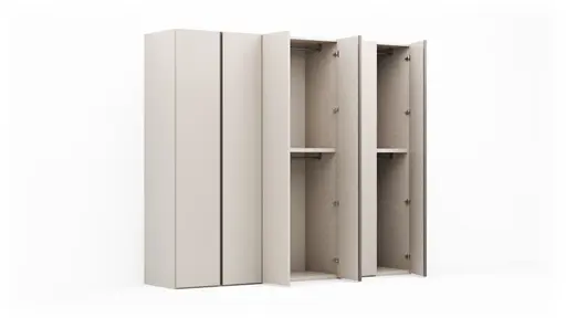 Drehtürenschrank Loretto - B ca. 280 cm, Gola, Lack matt, Perlmutt