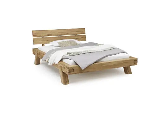 Bettgestell- Legefläche ca. 140x200 cm, Eiche, Massiv, Geölt