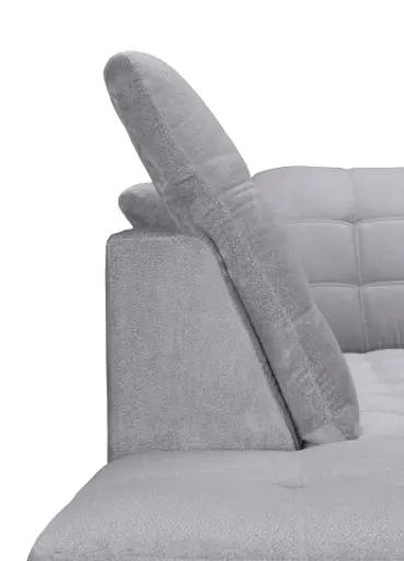 Wohnlandschaft - Longchair links, 1,5-Sitzer, Ecke rechts inkl. Schlaffunktion und Bettkasten, verstellbare Kopfstützen, Stoff, Grau