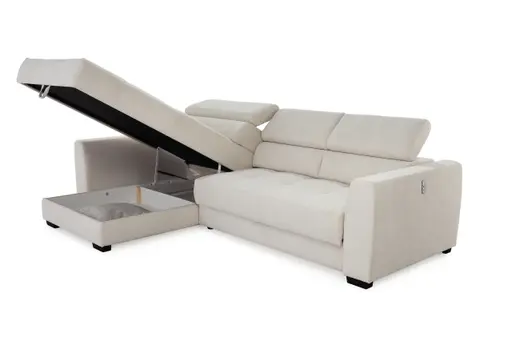 Ecksofa - 2-Sitzer, Ecke rechts, Stoff, Beige