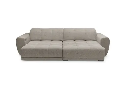Ecksofa -2-Sitzer mit Longchair rechts, Kopfteil verstellbar, Sitztiefe verstellbar motorisch, Stoff, Steingrau
