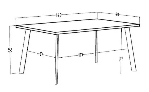 Esstisch - LB ca. 140x90 cm, Asteiche, Schwarz