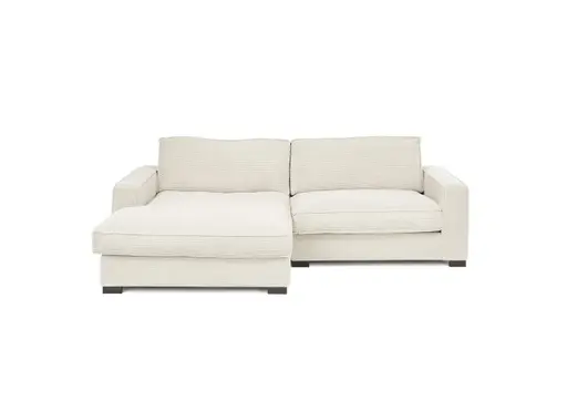 Ecksofa - Ecke links, 2-Sitzer, Stoff, Creme