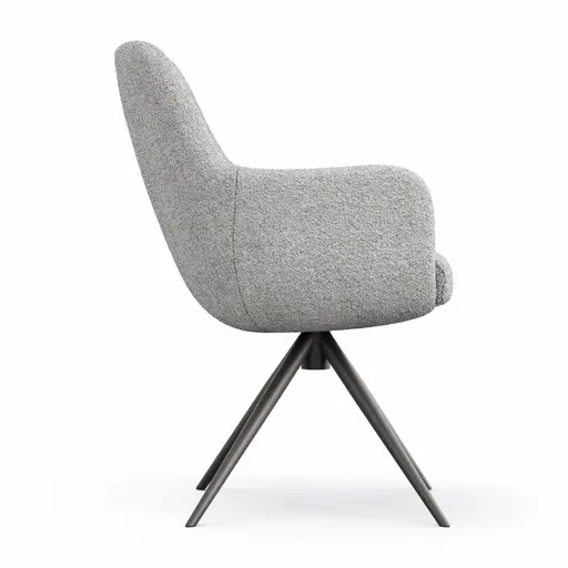 Armlehnstuhl Mis Legere - Boucle, Grau, Stativ, Anthrazit