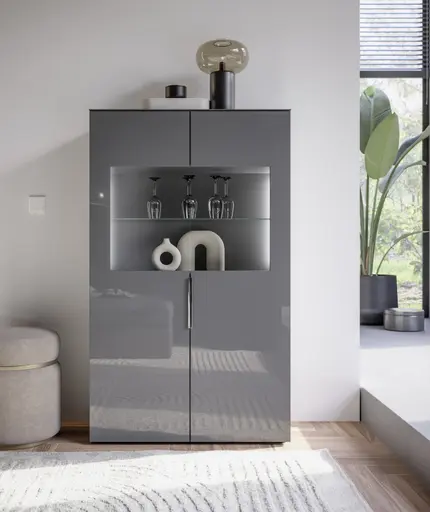 Vitrine- inkl. LED-Beleuchtung, Anthrazit