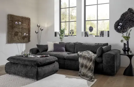  Sofa - 3-Sitzer, Stoff, Schwarz