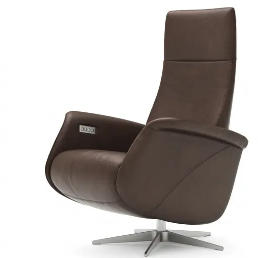 Relaxsessel Girona -  Relaxfunktion (motorisch), Leder, Dunkelbraun