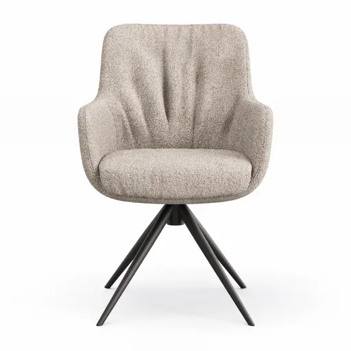 Armlehnstuhl Mis Legere - Boucle, Natur, Stativ, Anthrazit