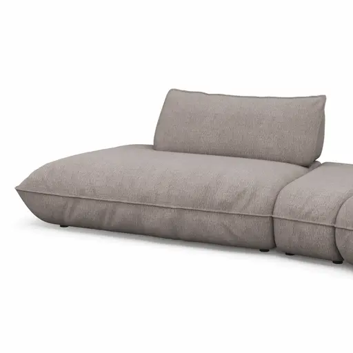 Trapezsofa Fluffy - 2-Sitzer mit Trapezelement und Abschlussteil inkl. Rückenlehne verstellbar, Stoff, Taupe