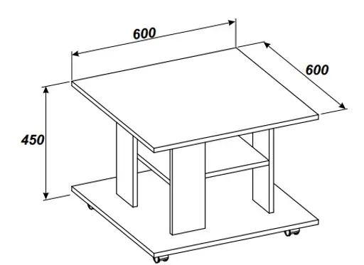 Couchtisch - LB ca. 60x60 cm, Artisan Eiche Nachbildung, Anthrazit