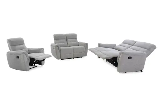 Sofa - 2,5-Sitzer, Relaxfunktion, Chenille, Hellgrau