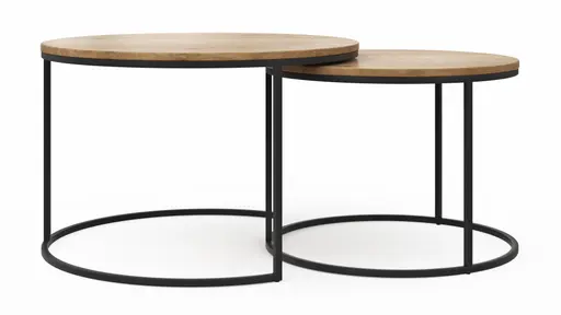 Beistelltisch-Set Kima - LBH ca. 75x75x50 cm/60x60x45 cm, Wildeiche geölt