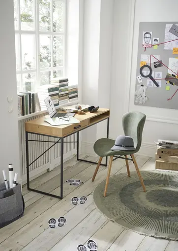 Konsol-/Homeoffice-Tisch - Wildeiche Nachbildung, Metall schwarz