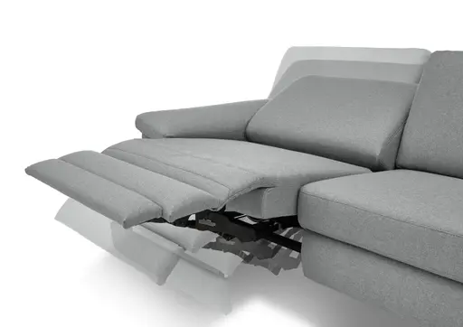 Sofa CALM PLUS 2.0 - 3-Sitzer, Relaxfunktion teilmotorisch, Stoff, Silbergrau